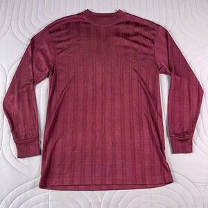 Syllables Shirt Mens Medium Burgundy Long Sleeve Crewneck Ribbed Knit 90s Retro